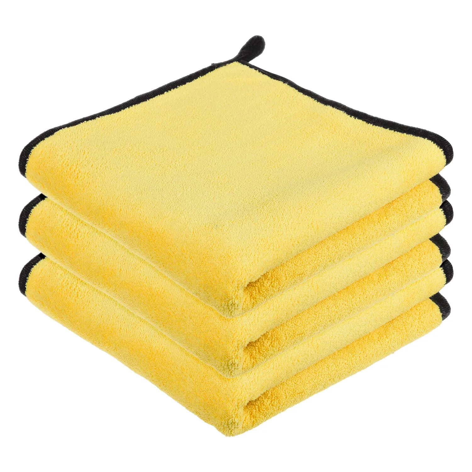 Kuber Industries Cleaning Towel | Reusable Cleaning Cloths for Kitchen | Duster Towel for Home Cleaning | 400 GSM Cleaning Cloth Towel with Hanging Loop | 40x40 | Pack of 3 | Yellow