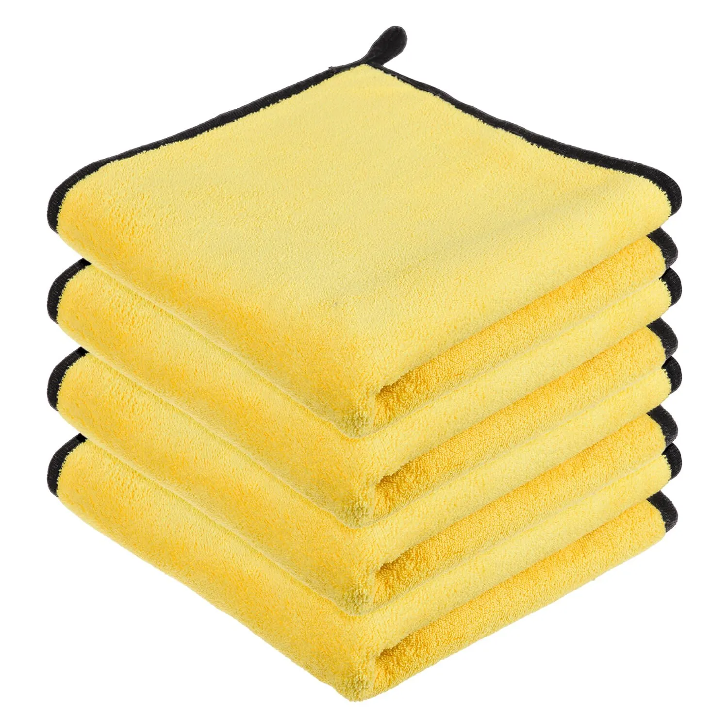 Kuber Industries Cleaning Towel | Reusable Cleaning Cloths for Kitchen | Duster Towel for Home Cleaning | 400 GSM Cleaning Cloth Towel with Hanging Loop | 40x40 | Pack of 4 | Yellow