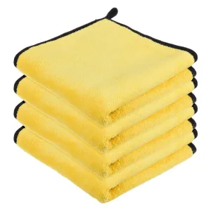 Kuber Industries Cleaning Towel | Reusable Cleaning Cloths for Kitchen | Duster Towel for Home Cleaning | 400 GSM Cleaning Cloth Towel with Hanging Loop | 40x40 | Pack of 4 | Yellow