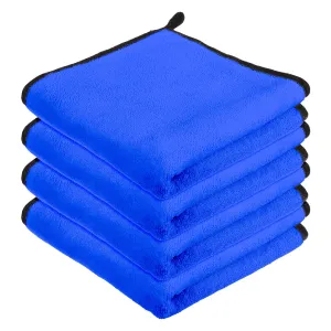 Kuber Industries Cleaning Towel|Microfiber Reusable Cloths|Highly Absorbent Washable Towel for Kitchen with Hanging Loop|Car|Window|40x40 Cm|Pack of 4 (Blue)