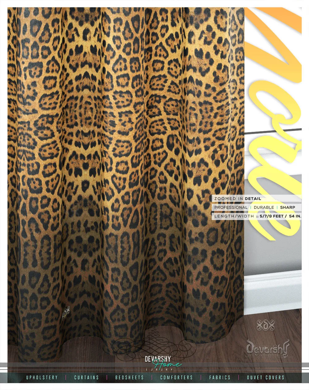 Leopard Skin Print PREMIUM Curtain Panel. Available on 12 Fabrics. Heavy & Sheer. Made to Order. 100166