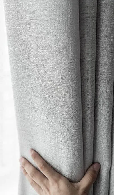 Light Grey Linen Sheer Curtains Set, Rustic Design, GOMINIMO