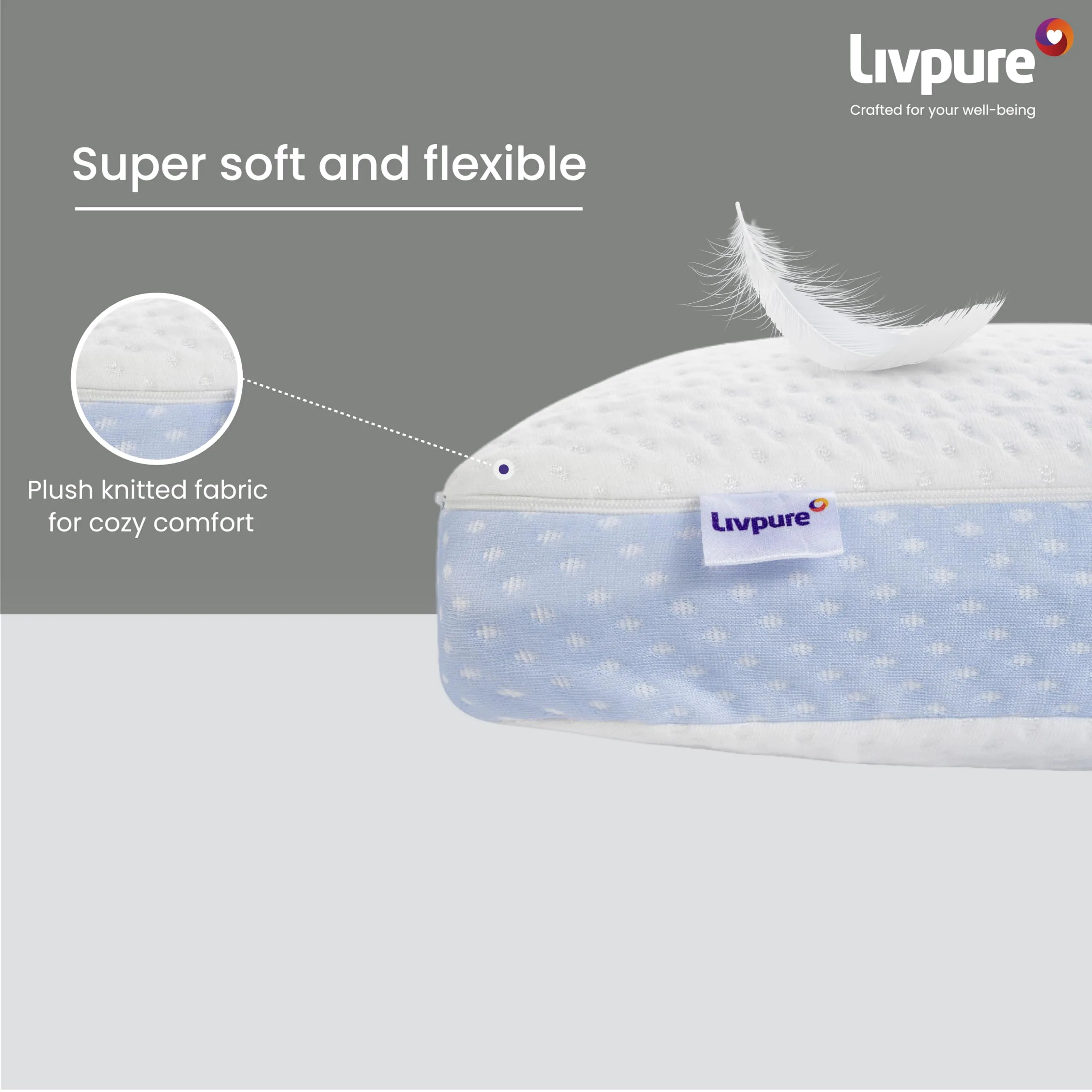 Livpure Smart Breeze King Pillow with Perforated and Premium Memory Foam Sleeping Pillow Pack of 2 (White)