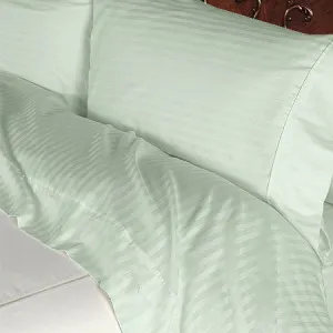 Luxury 4 PC 600 Thread Count  100% Egyptian Cotton King Size Sheet Set Striped In Sage/Light Green