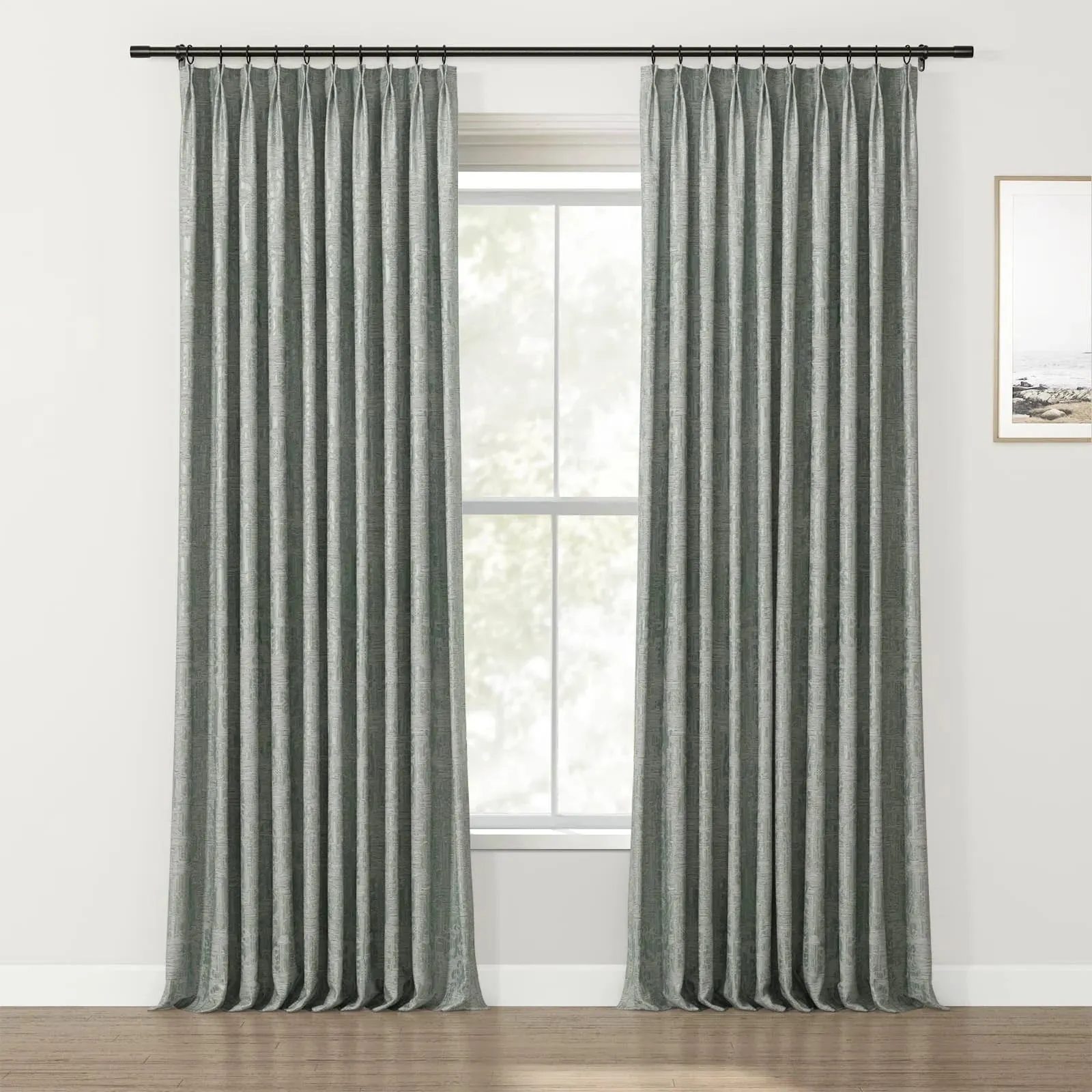 Lydia Vine Jacquard Curtain Pleated