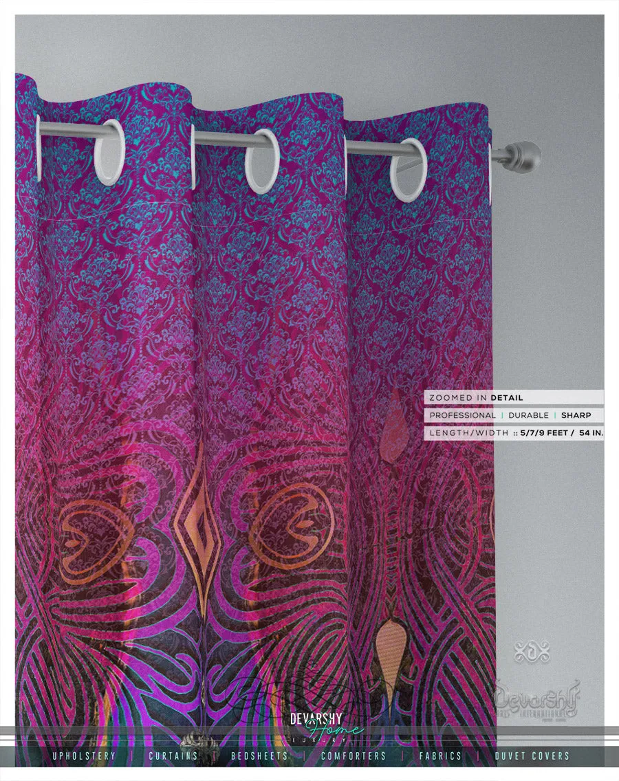 Magenta Art Nouveau PREMIUM Curtain Panel. Available on 12 Fabrics. Made to Order.100146