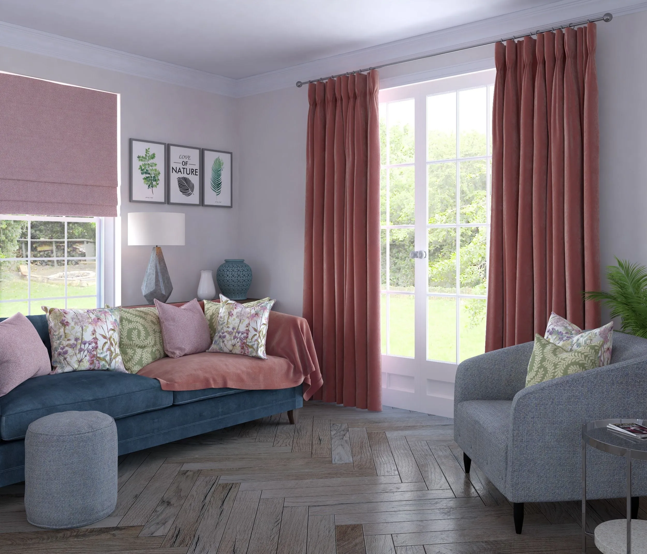 Matt Blush Pink Velvet Curtains