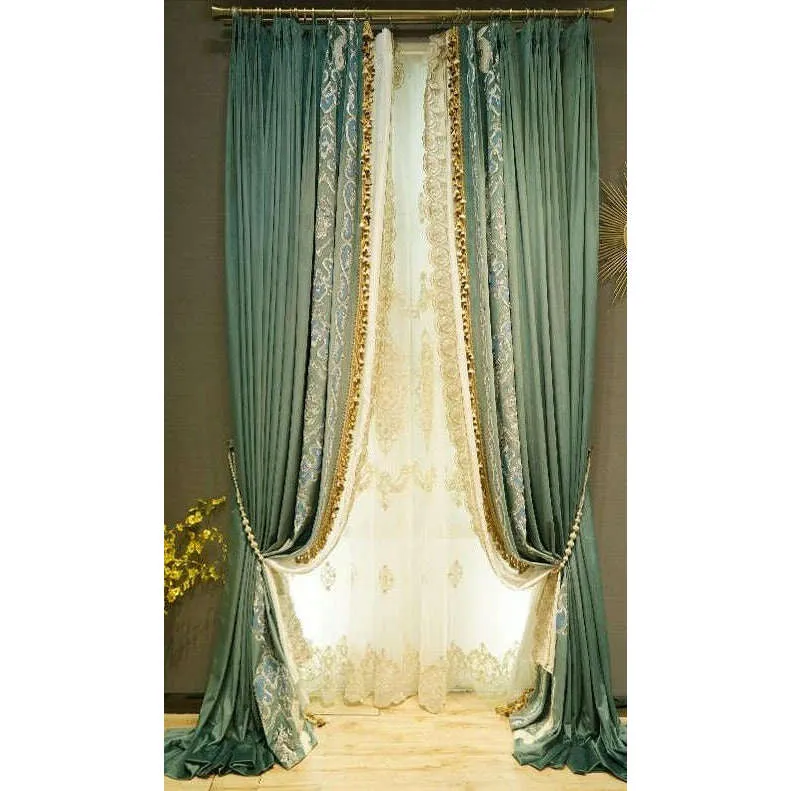 Mila Luxury Designer Velvet Curtain - Turquoise Blue