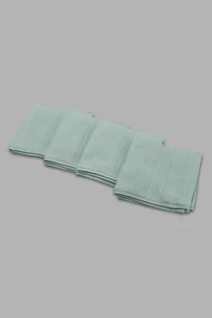 Mint Textured Cotton Face Towel Set (4 Piece)