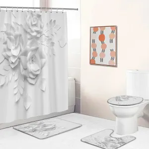 modern Shower Curtain New design Romantic Fashion with Flowers Floor Mat luxury