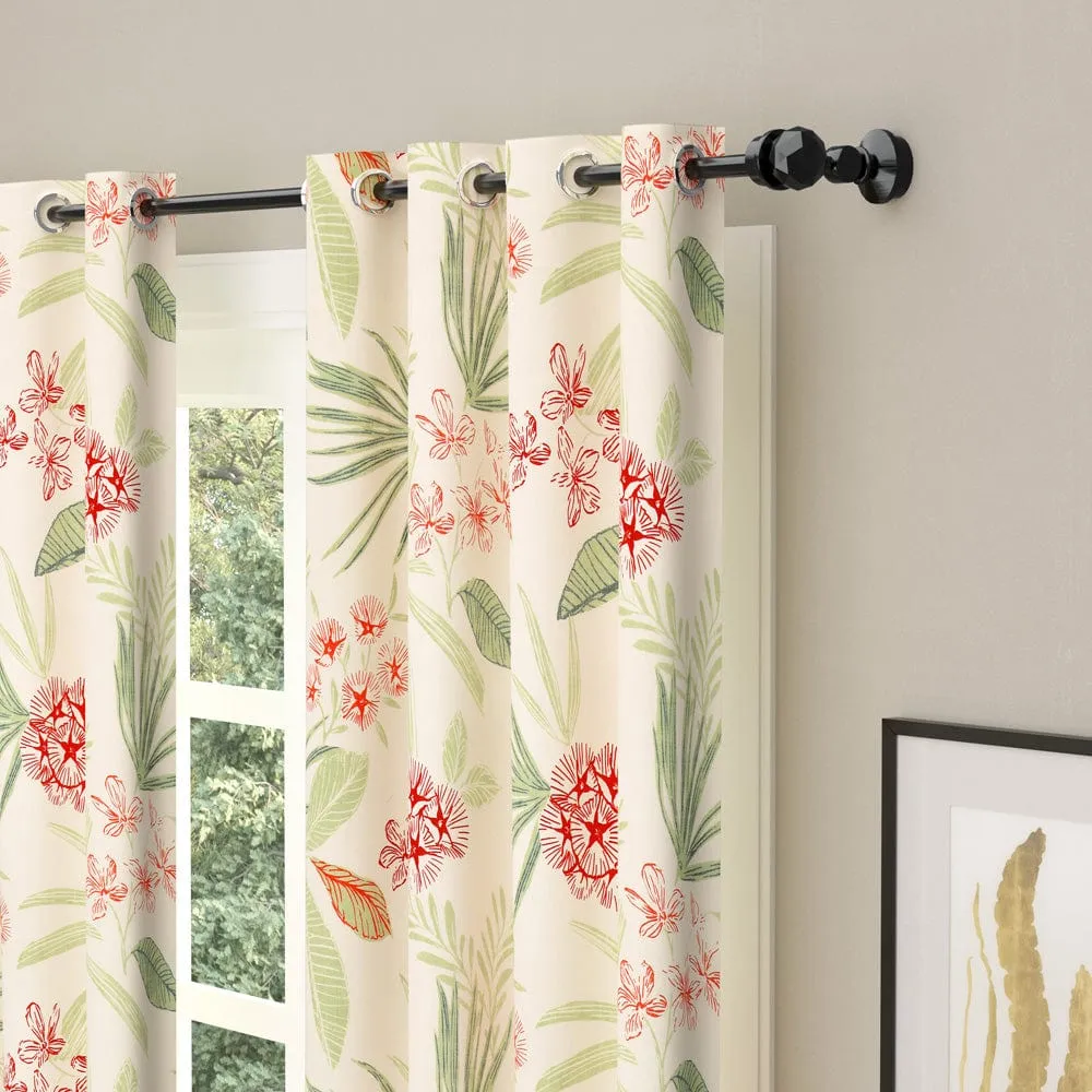 Modest Flower Red Curtain Set