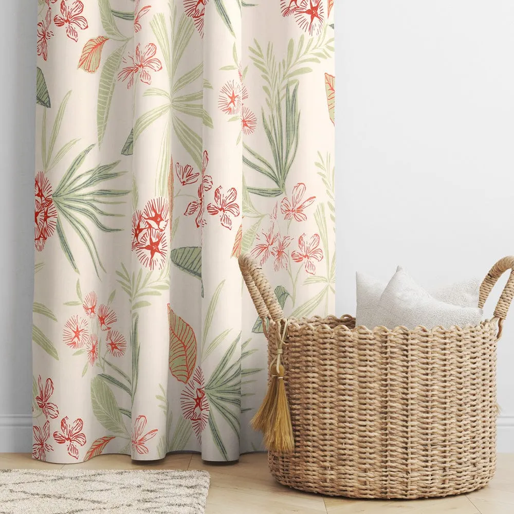 Modest Flower Red Curtain Set