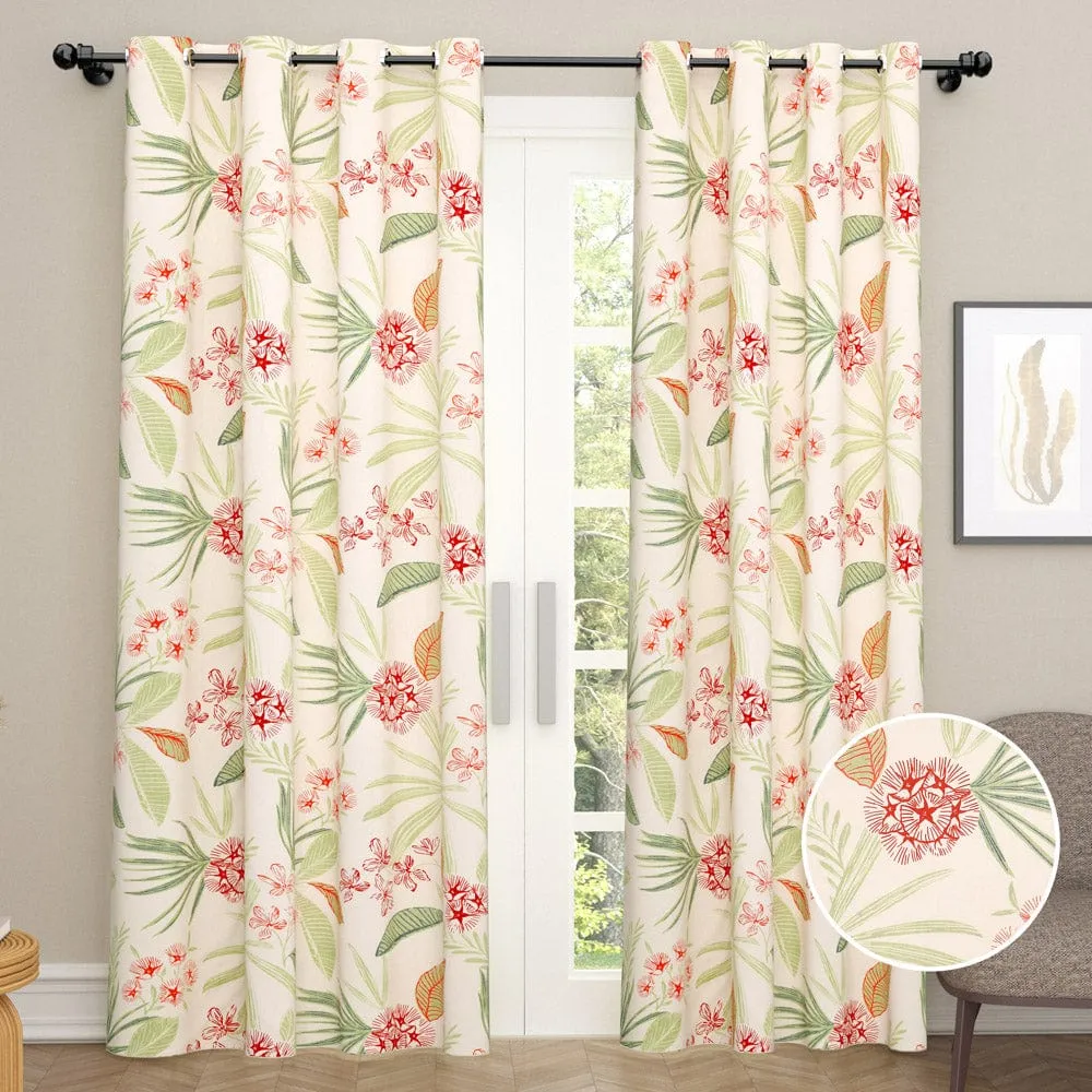 Modest Flower Red Curtain Set