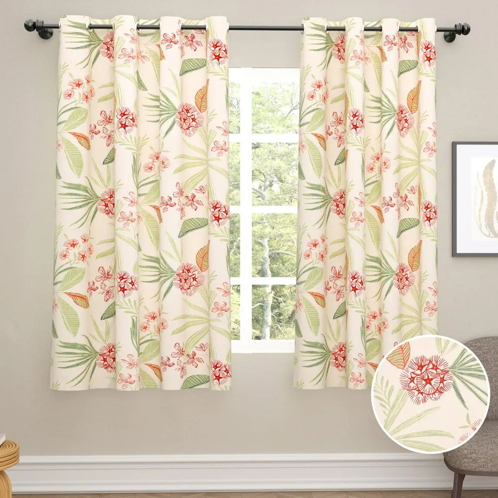 Modest Flower Red Curtain Set