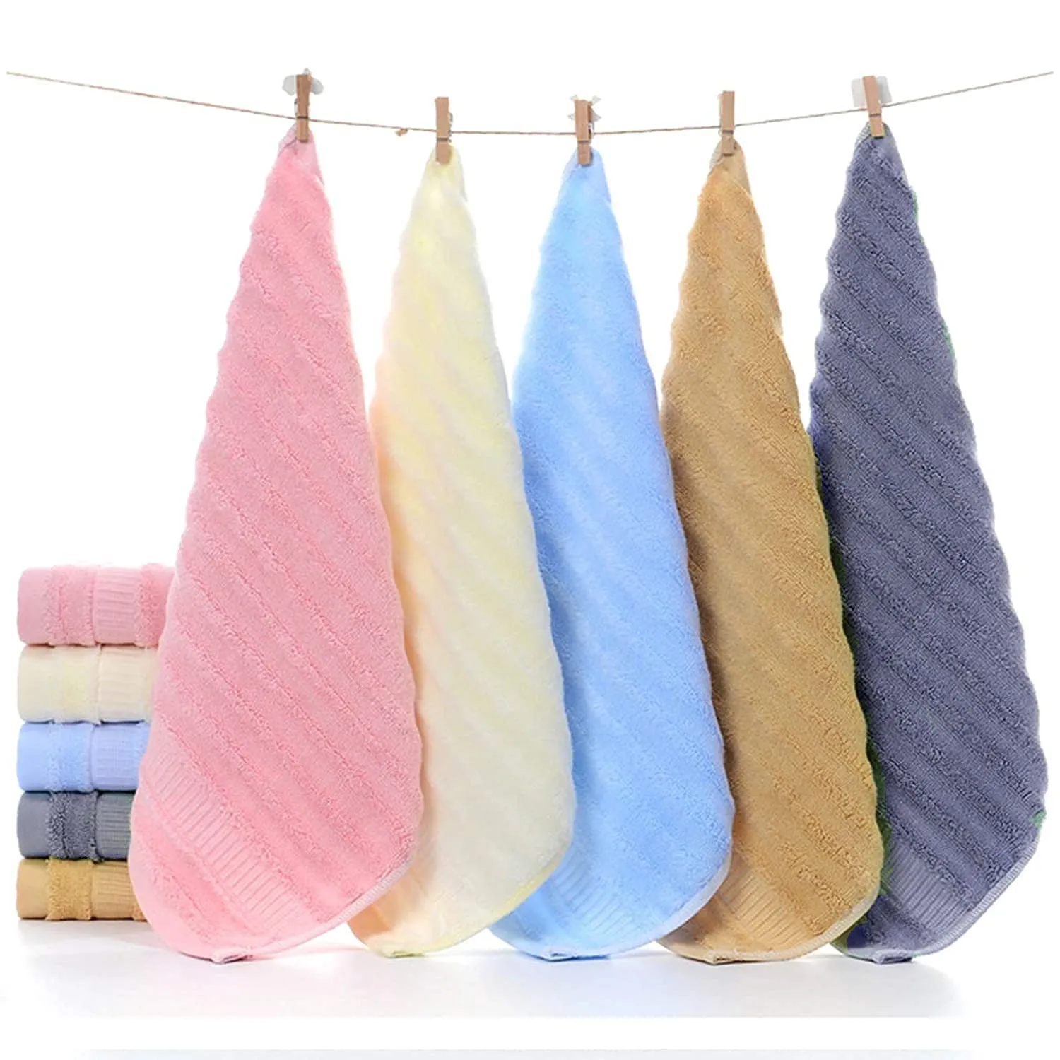 Mush Bamboo Hand Towel Set of 2 | 100% Bamboo | Ultra Soft, Absorbent & Quick Dry Towel for Daily use. Gym, Pool, Travel, Sports and Yoga | 75 X 35 cms | 600 GSM (Cream)