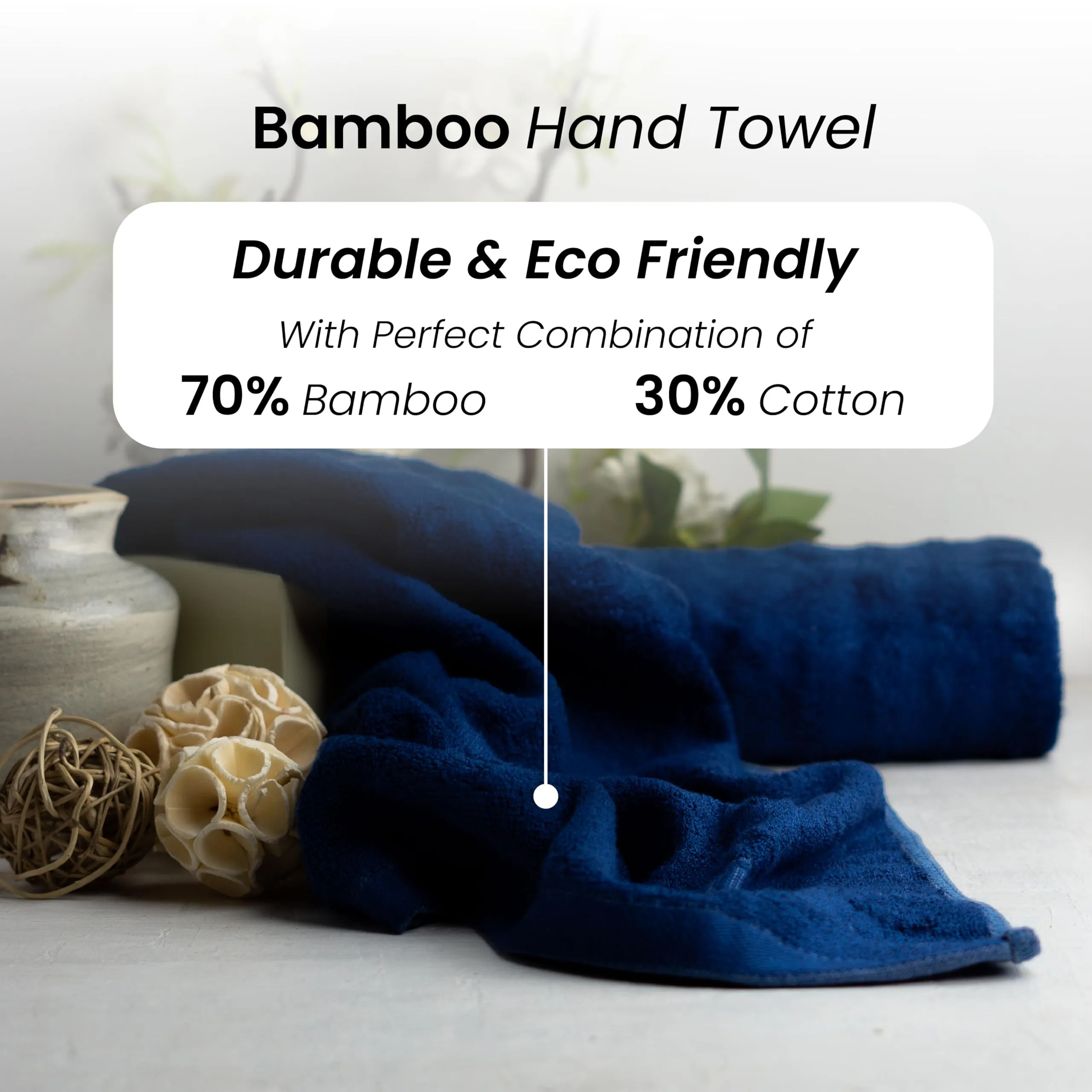 Mush Bamboo Hand Towels Set of 2 | 100% Bamboo Gym Towel for Men/Women Workout | Ultra Soft, Absorbent & Quick Dry Towel for Gym, Travel, Sports and Yoga | 40 x 60 cms | 600 GSM (Navy Blue)