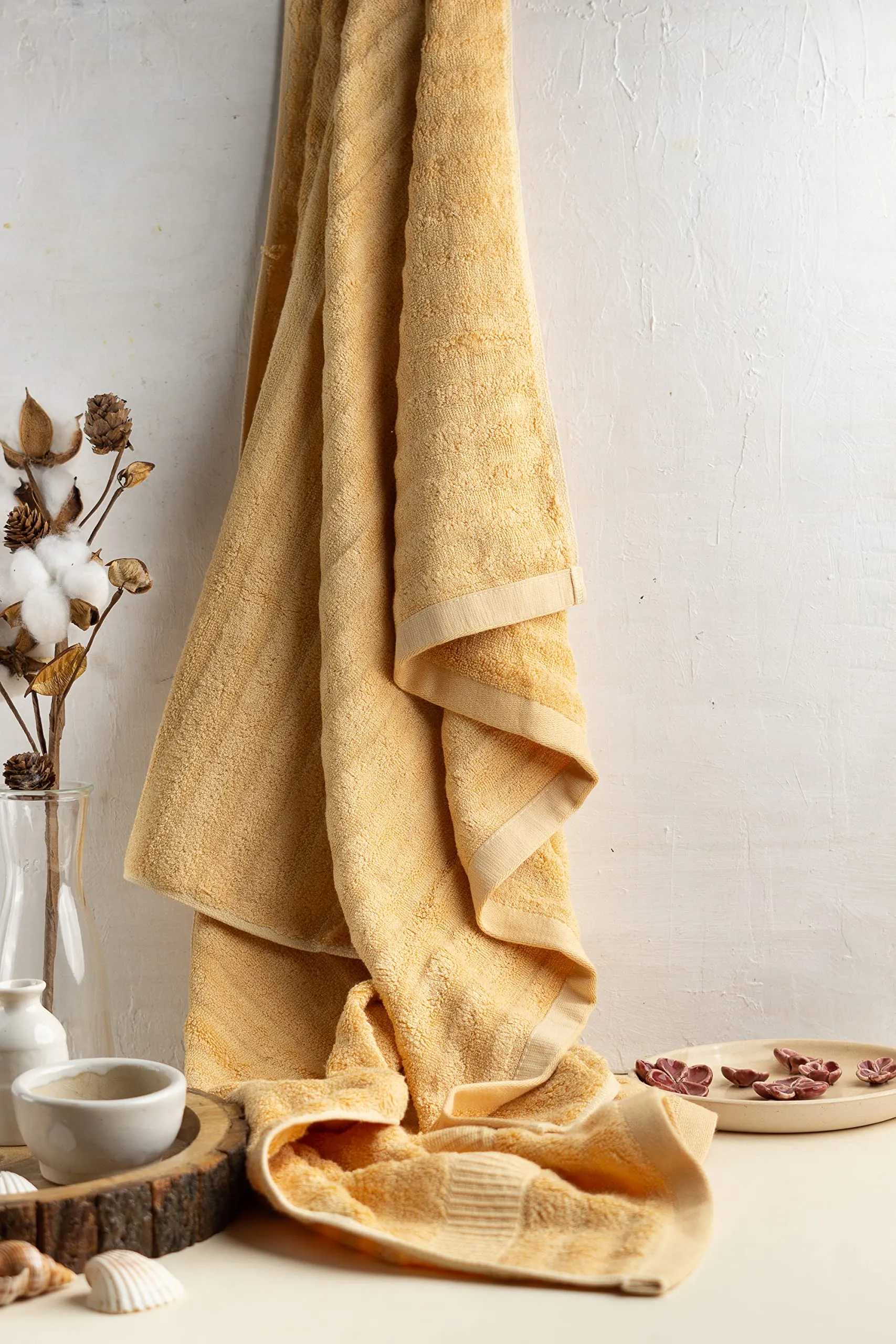 Mush Bamboo Towels for Bath Large Size | 600 GSM Bath Towel for Men & Women | Soft, Highly Absorbent, Quick Dry,and Anti Microbial | 75 X 150 cms (Pack of 1, Golden Brown)