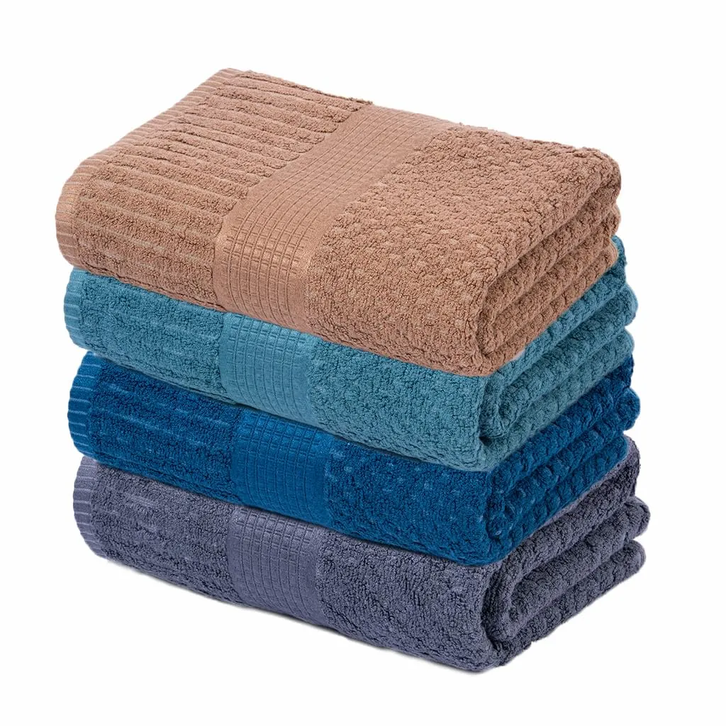 Mush Hearth & Haven Bamboo Towels for Bath Large Size | 450 GSM Bamboo Bath Towel for Men & Women | Soft, Highly Absorbent & Quick Dry | Pack of 4, 70 X 140 cms (Assorted 2)