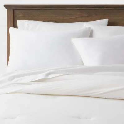 New - King Washed Cotton Sateen Comforter & Sham Set White - Threshold