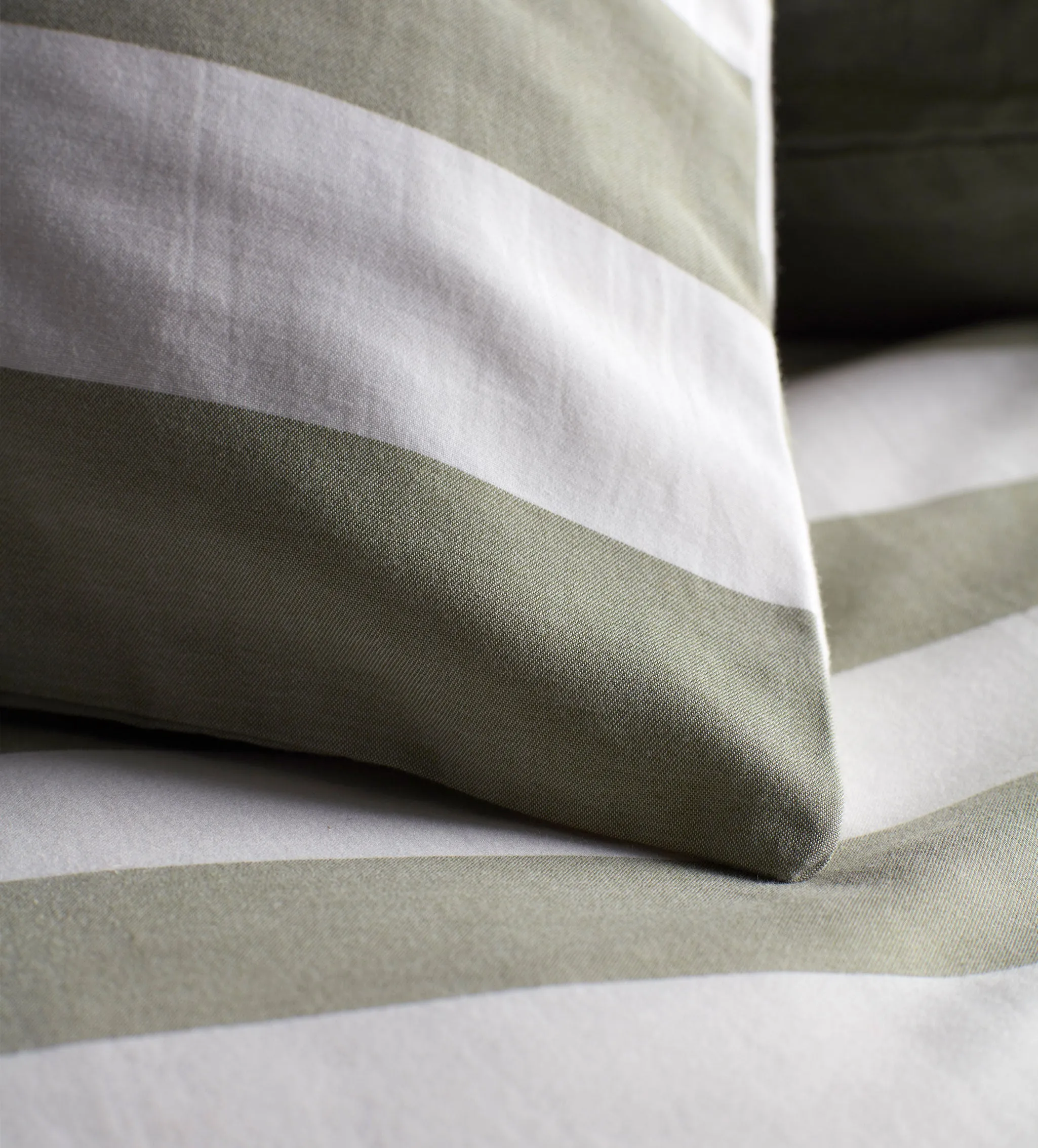 Olive Green Piper Stripe 100% Cotton Bed Linen