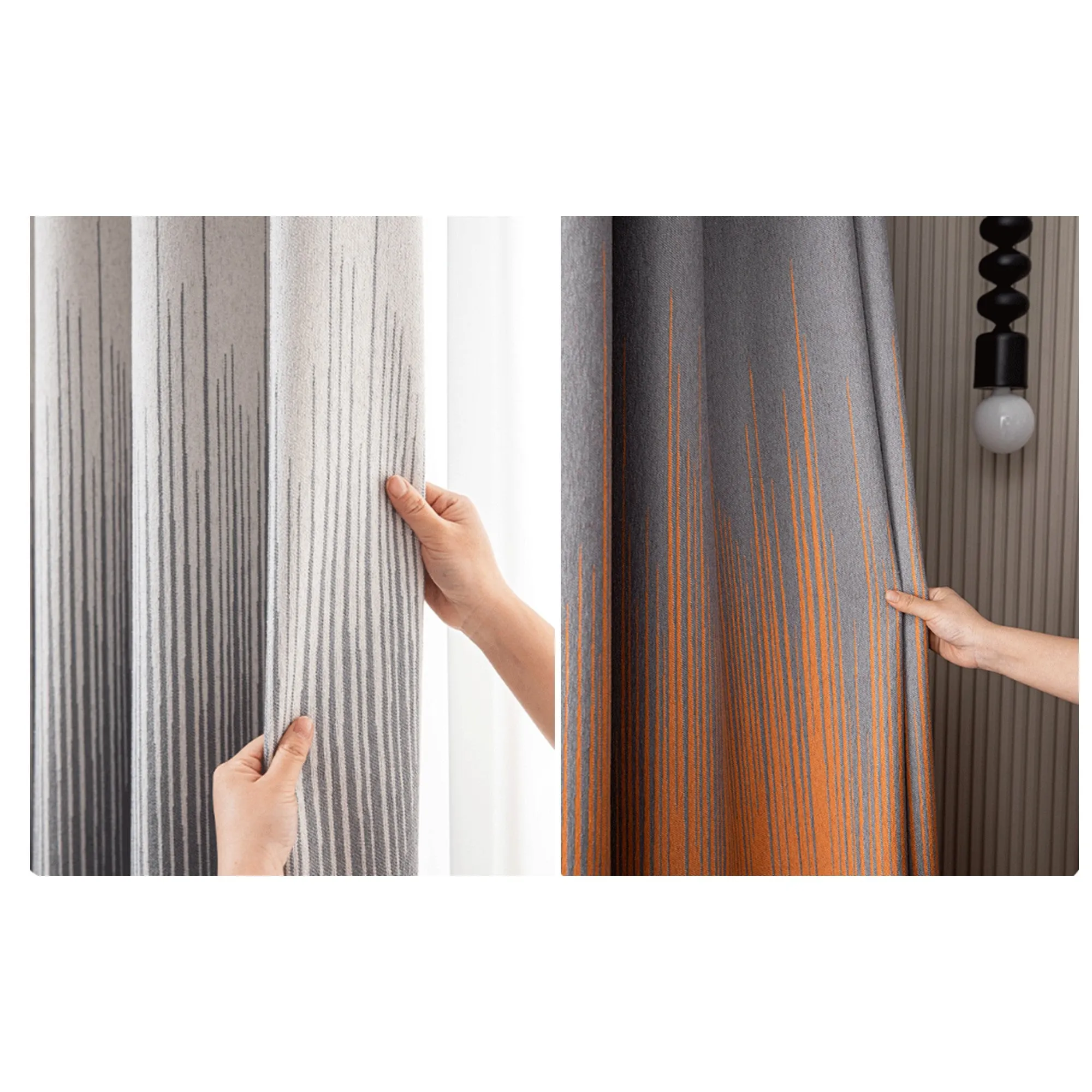 Ombre Wave Premium Linen Window Curtains Drapery