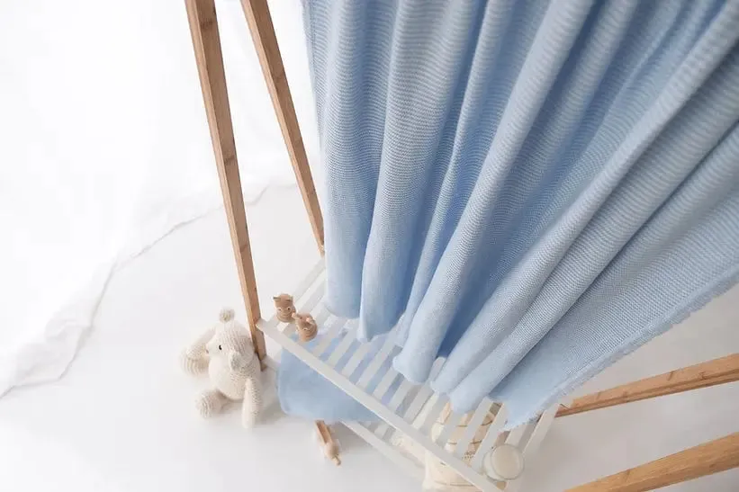 Organic Baby Blue Cot Bed Bamboo Blanket