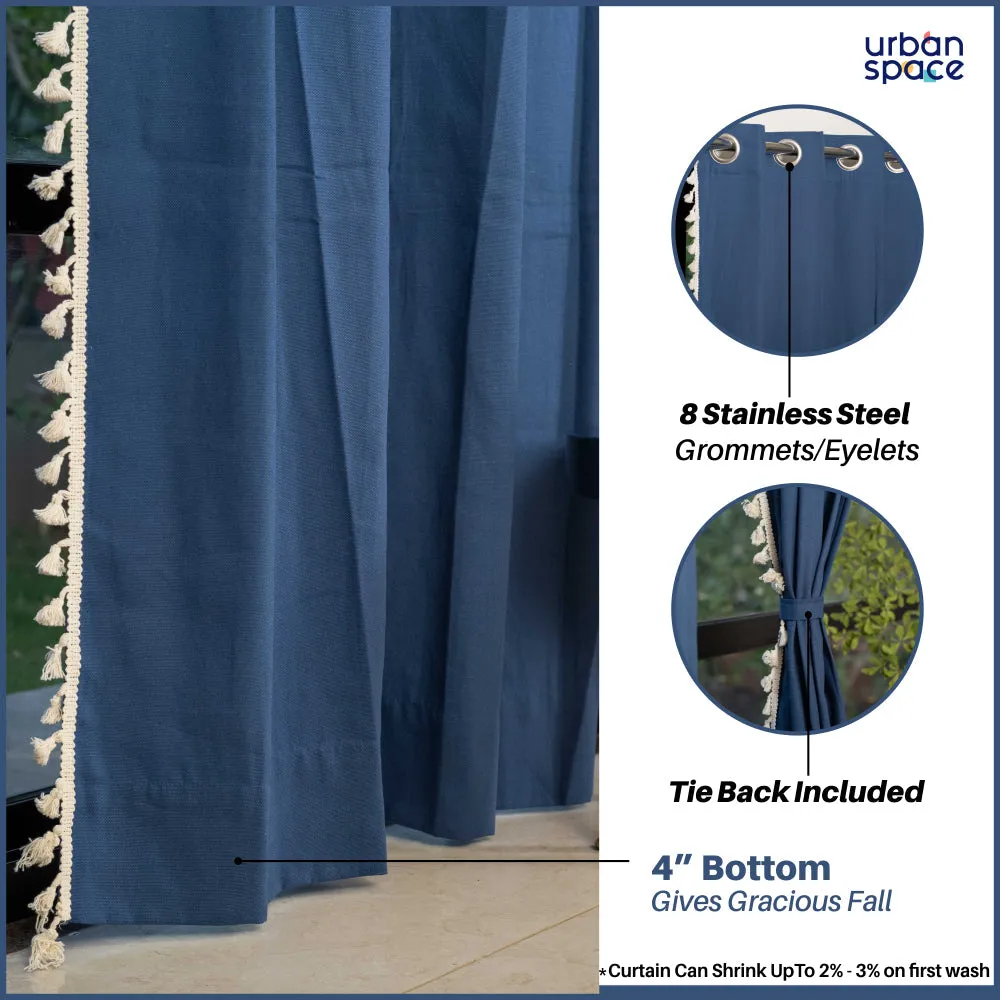 Premium 100% Cotton Curtain for Window & Curtains for Door - Pack of 1 Curtain, Aura Indigo