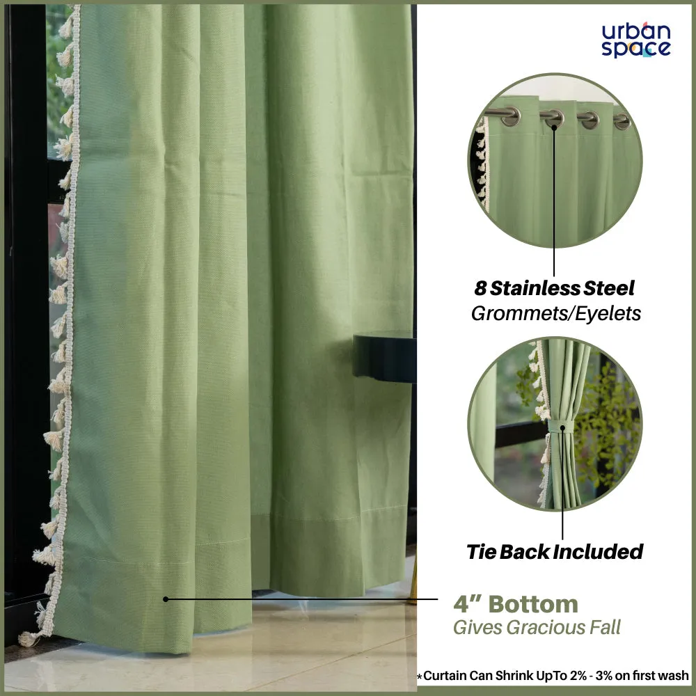 Premium 100% Cotton Curtain for Window & Curtains for Door - Pack of 1 Curtain, Aura Sage Green