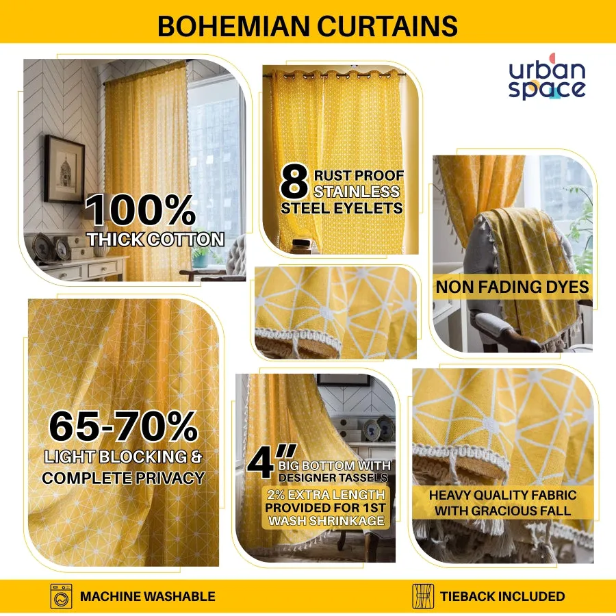 Premium 100% Cotton Curtain for Window, Room darkening Curtains for Door - Pack of 1 Curtain, Trellis