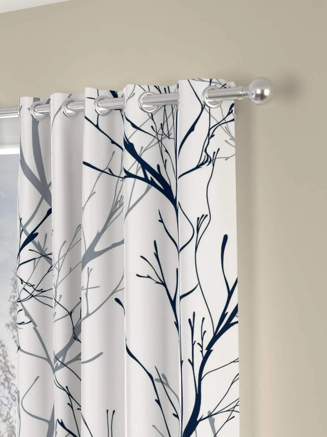 Premium Cotton Curtains - 100% Cotton Curtains, Set of 2, Branch Blue