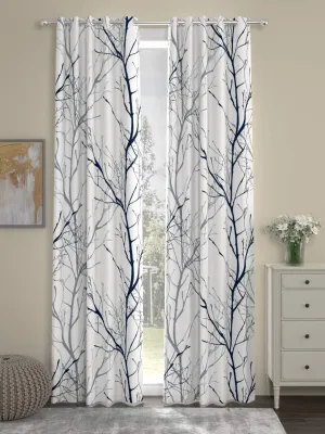 Premium Cotton Curtains - 100% Cotton Curtains, Set of 2, Branch Blue