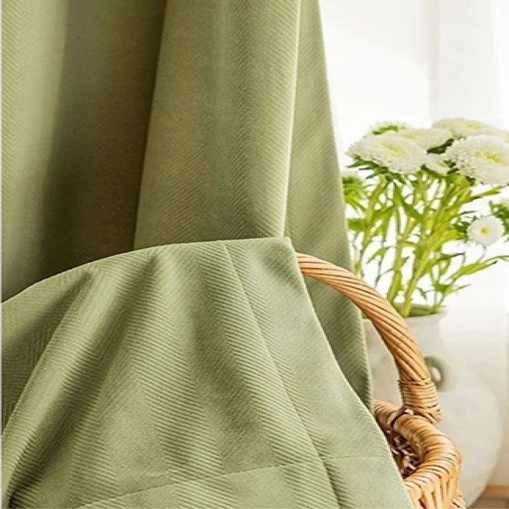 Rémy Luxury Modern Herring Designer Velvet Curtains - Light Green