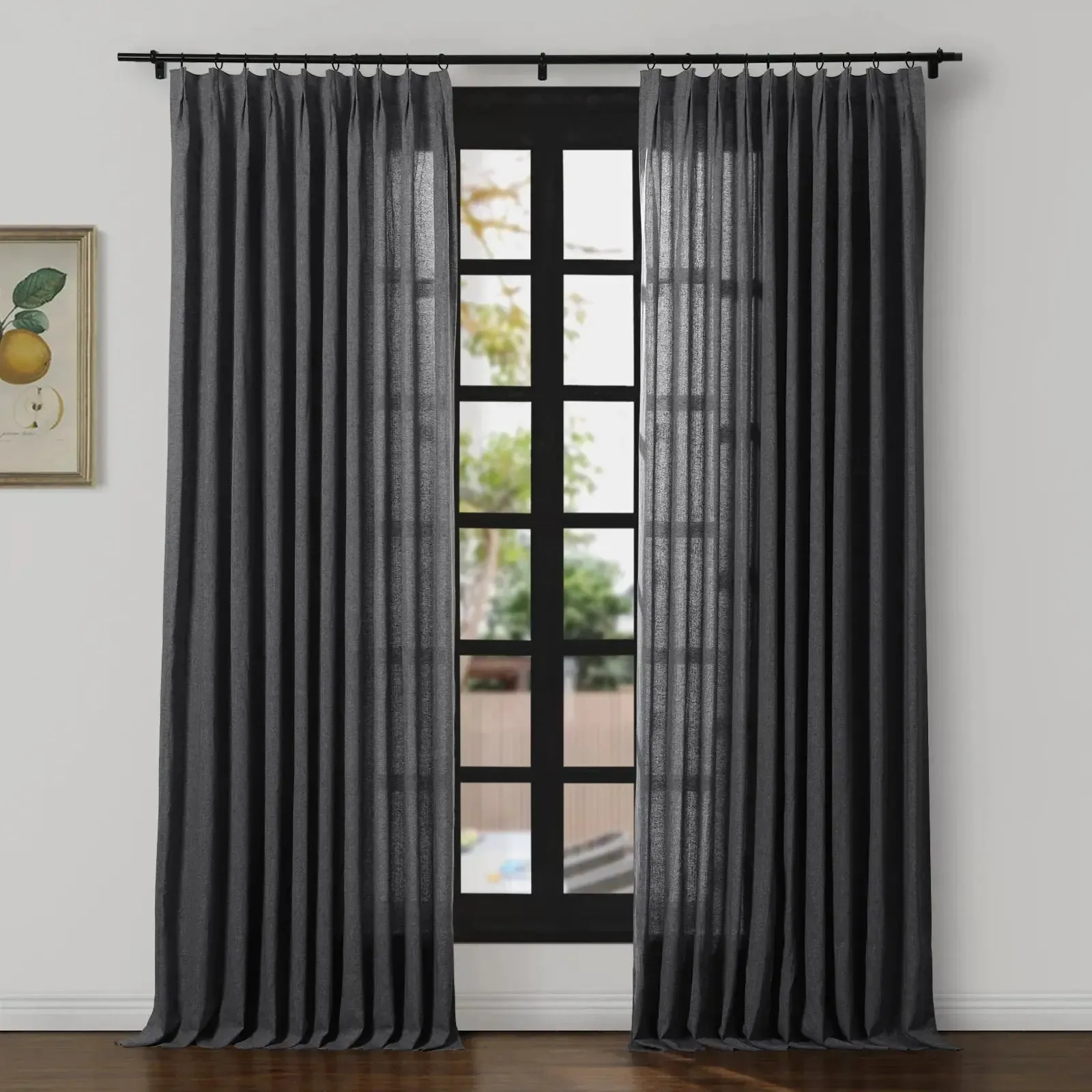 Ron Linen Herringbone Custom Curtain Pleated