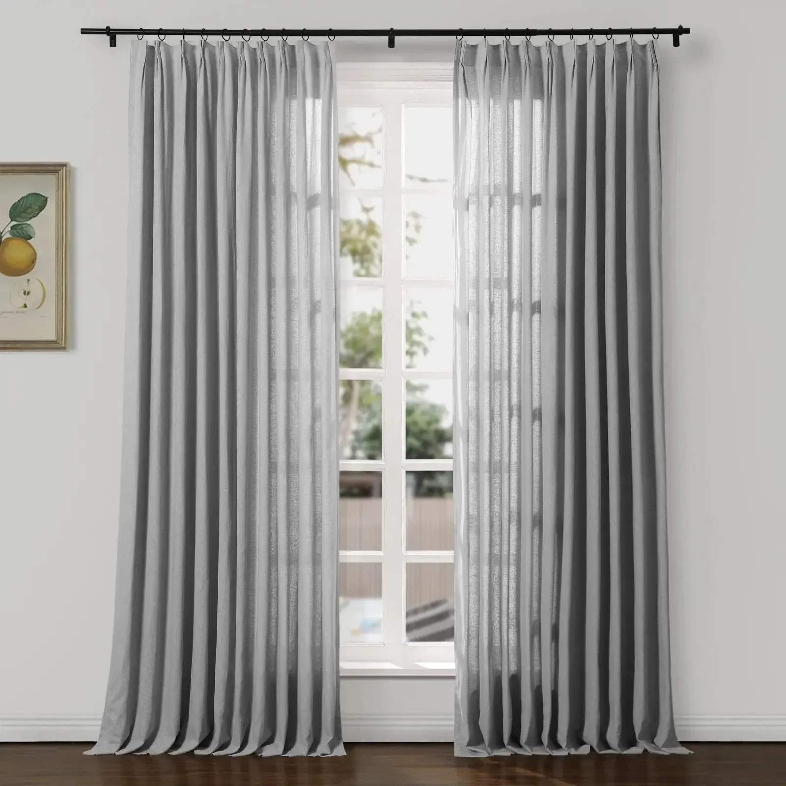 Ron Linen Herringbone Custom Curtain Pleated