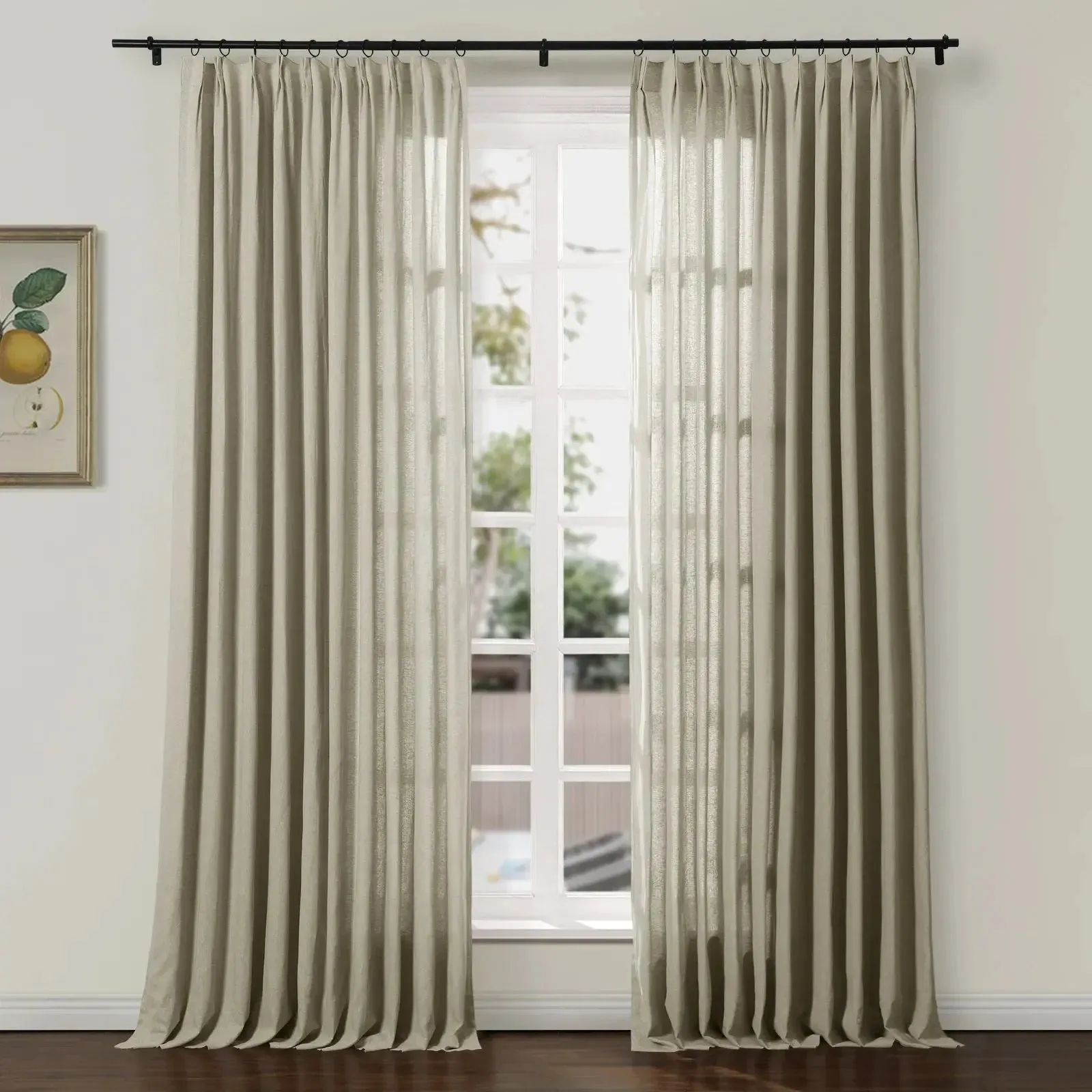 Ron Linen Herringbone Custom Curtain Pleated