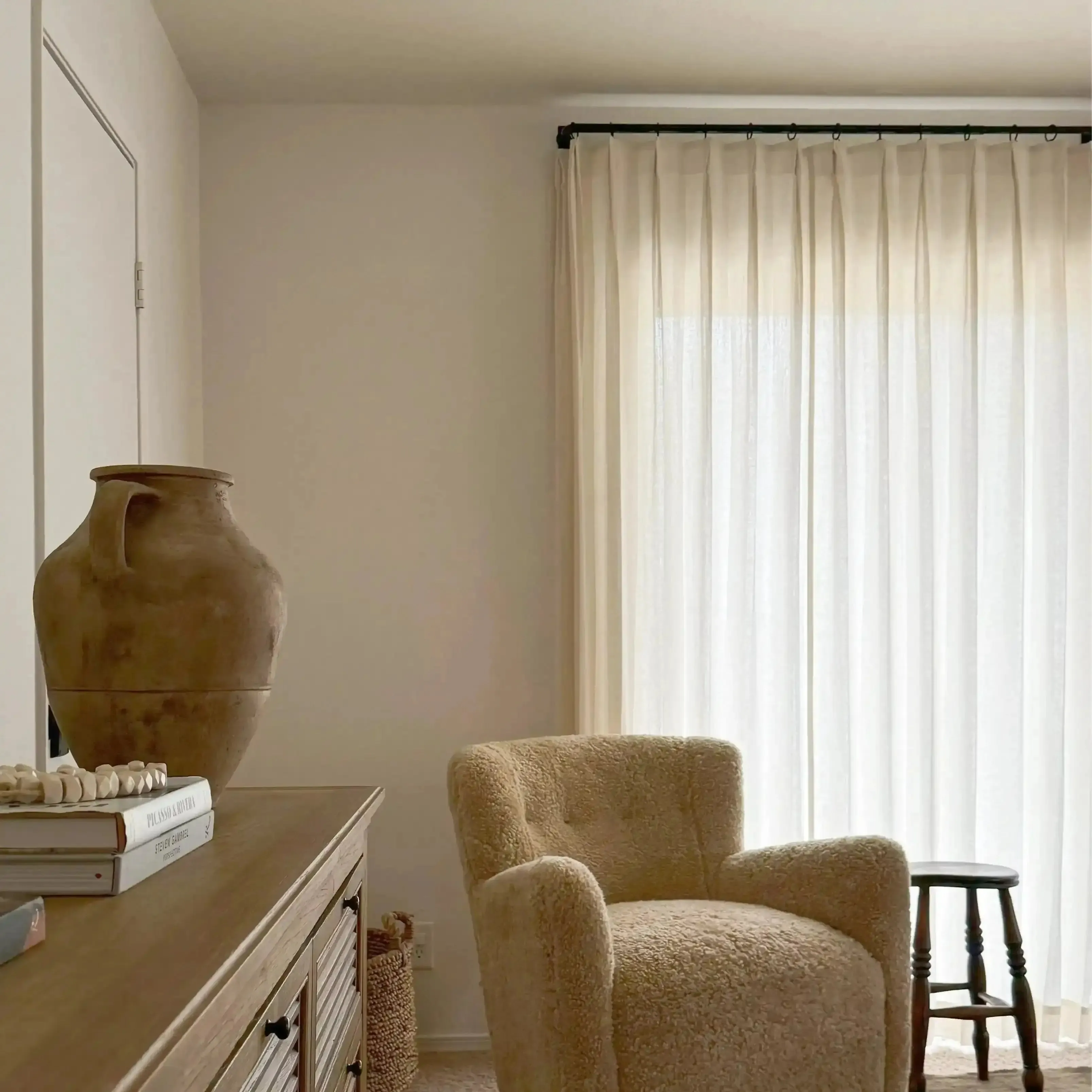 Ron Linen Herringbone Custom Curtain Pleated