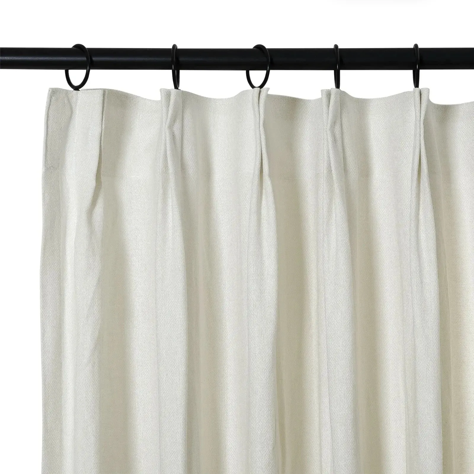 Ron Linen Herringbone Custom Curtain Pleated