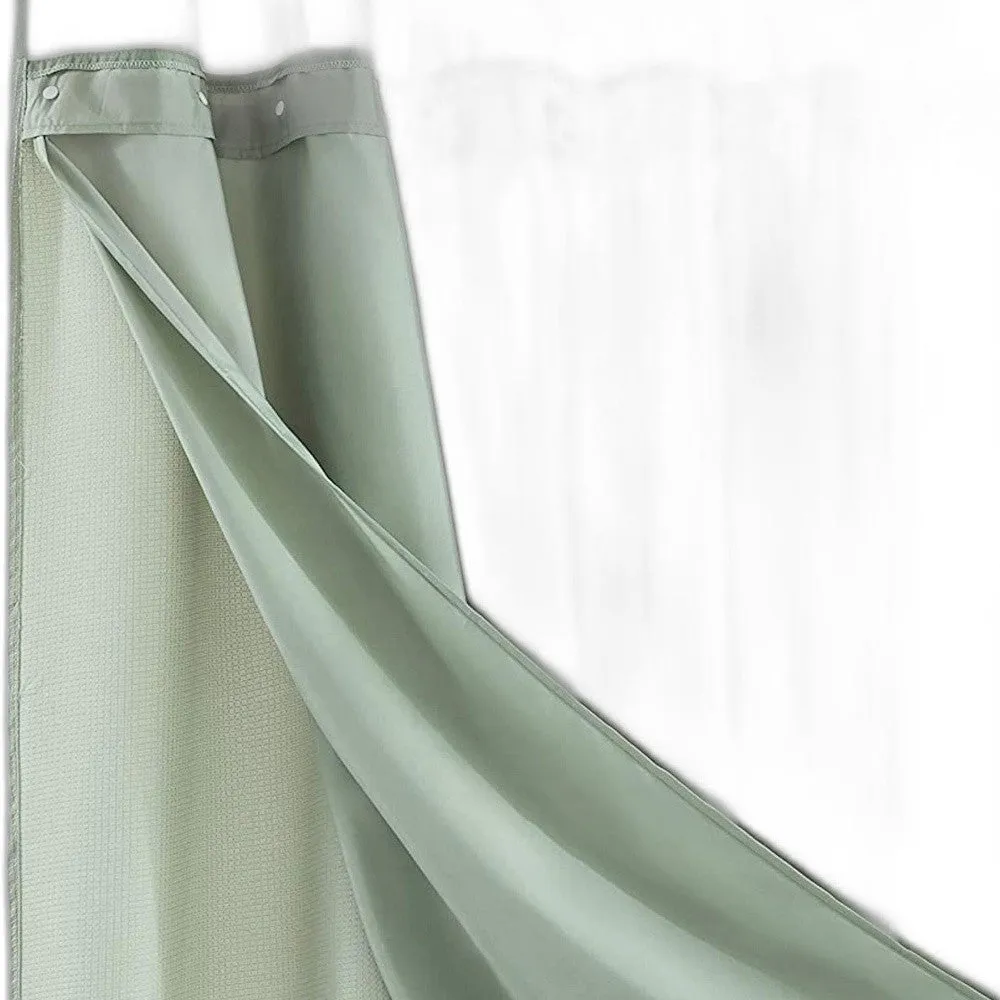 Sage Green Modern Grid Shower Curtain And Liner Set