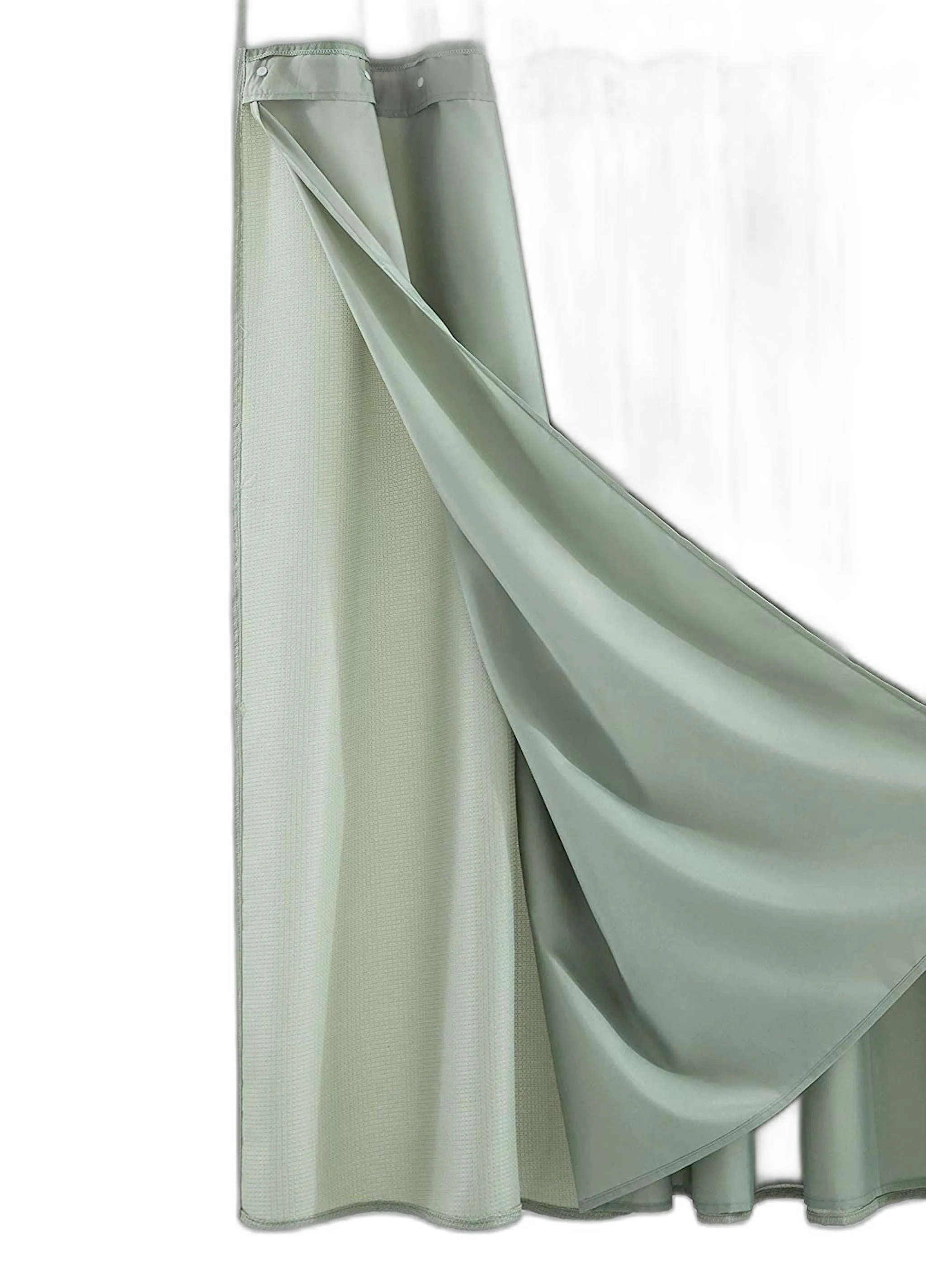 Sage Green Modern Grid Shower Curtain And Liner Set