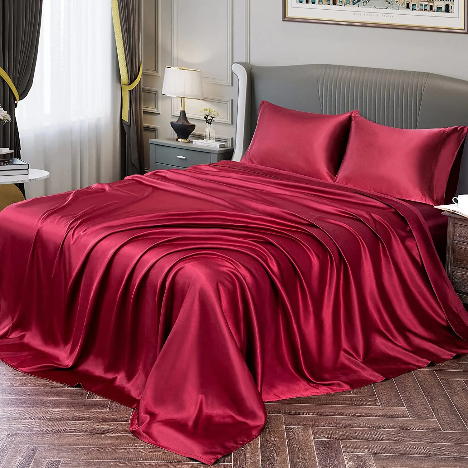 Satin Silky Soft 4 pcs Bed Sheets Set