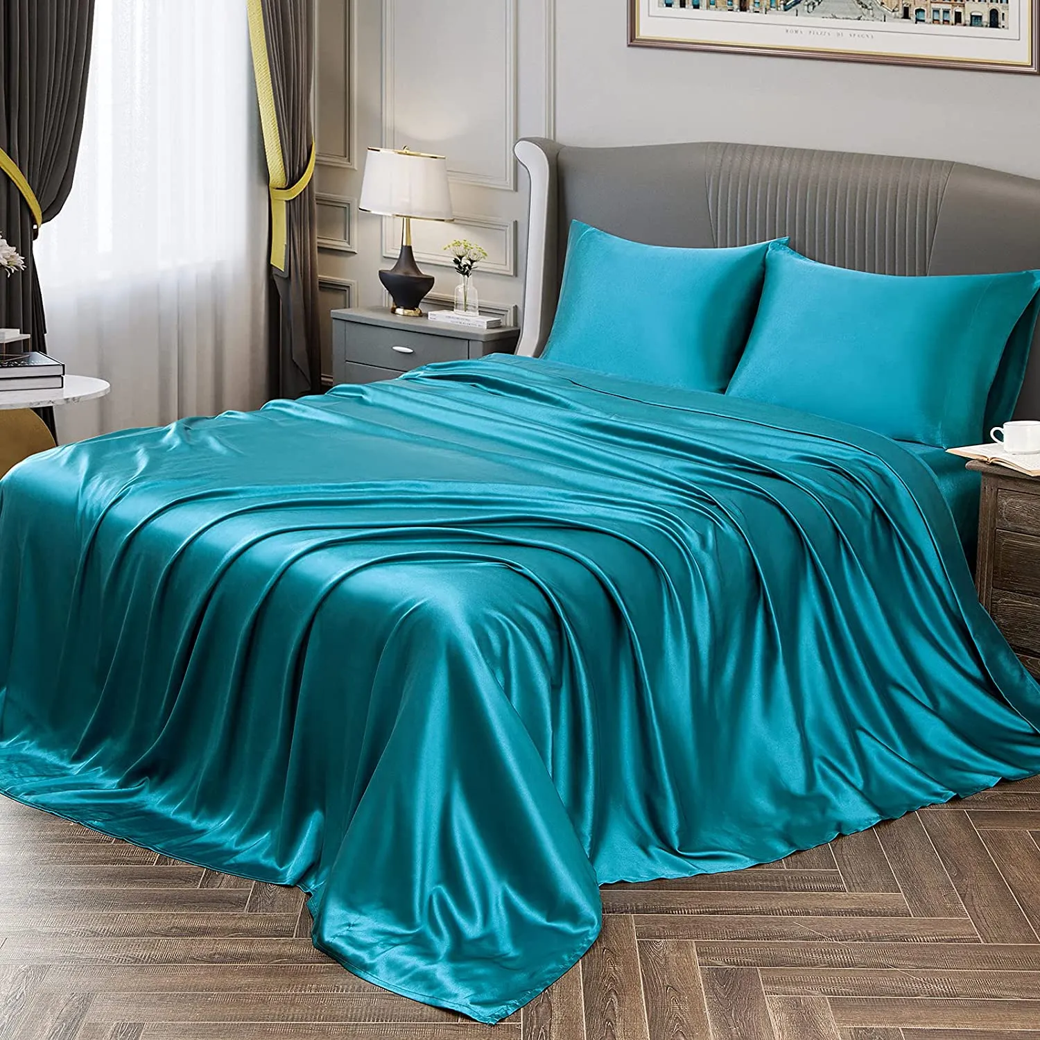 Satin Silky Soft 4 pcs Bed Sheets Set