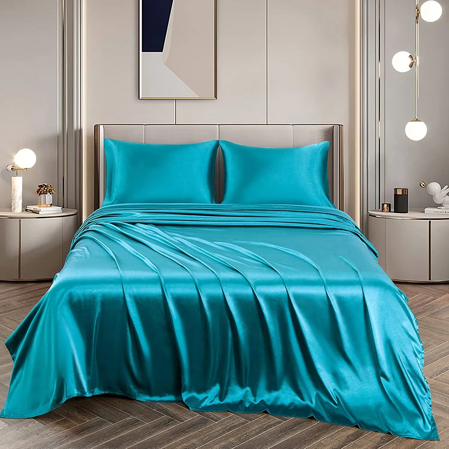 Satin Silky Soft 4 pcs Bed Sheets Set