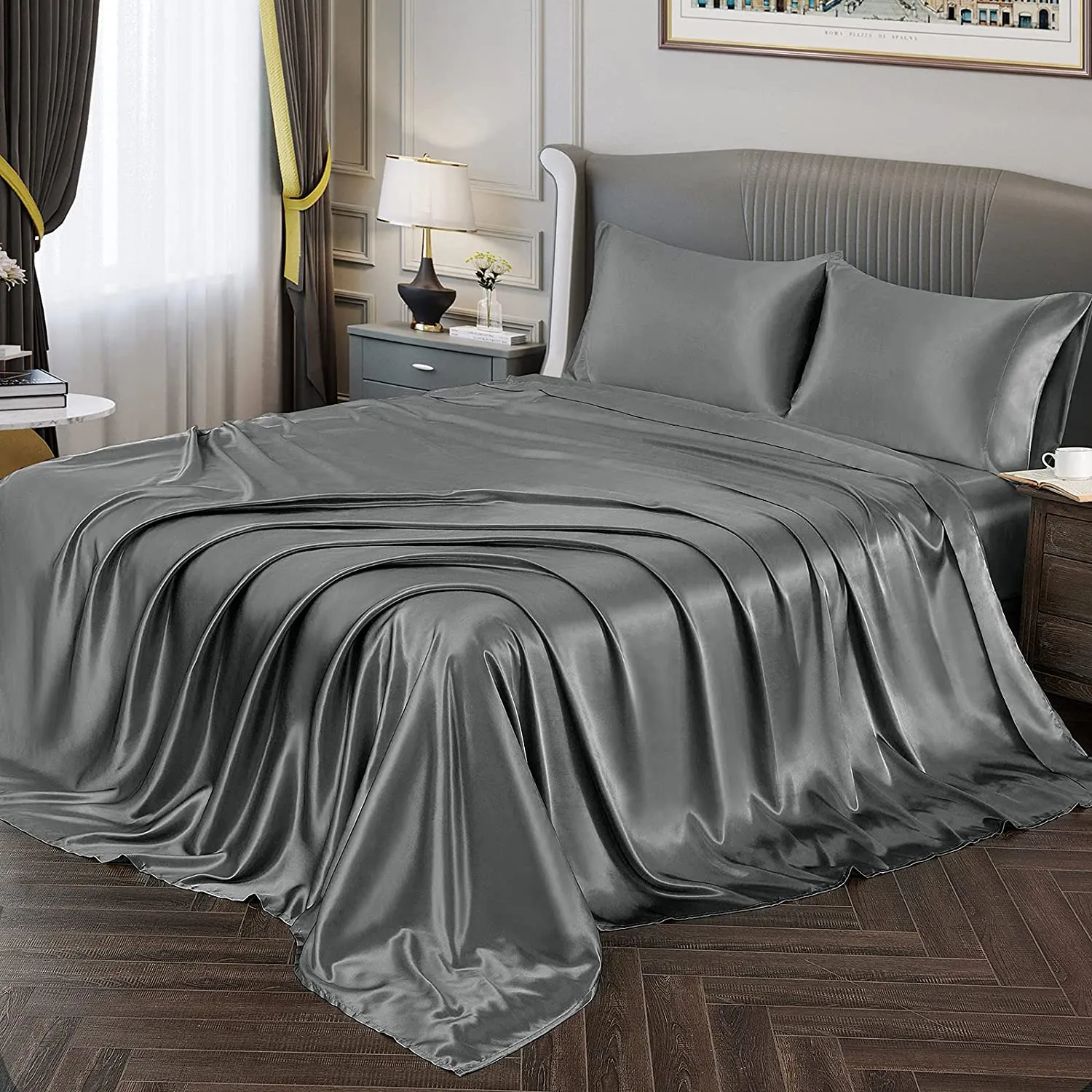 Satin Silky Soft 4 pcs Bed Sheets Set