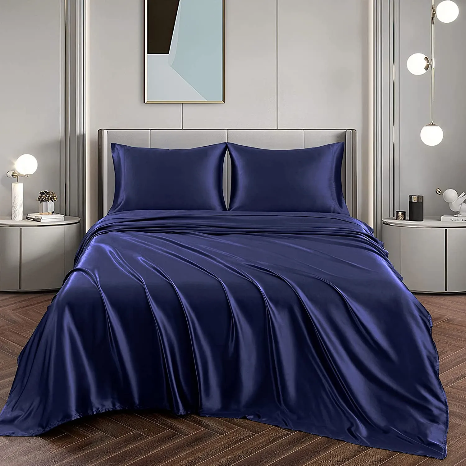 Satin Silky Soft 4 pcs Bed Sheets Set