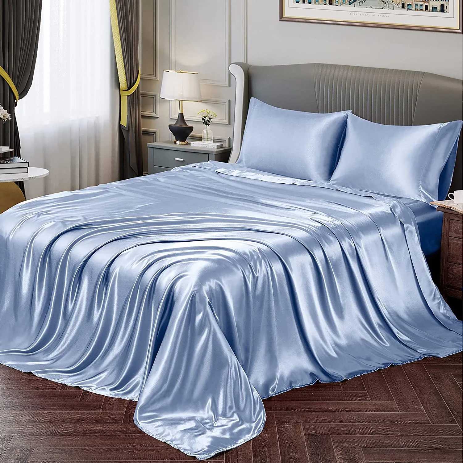 Satin Silky Soft 4 pcs Bed Sheets Set