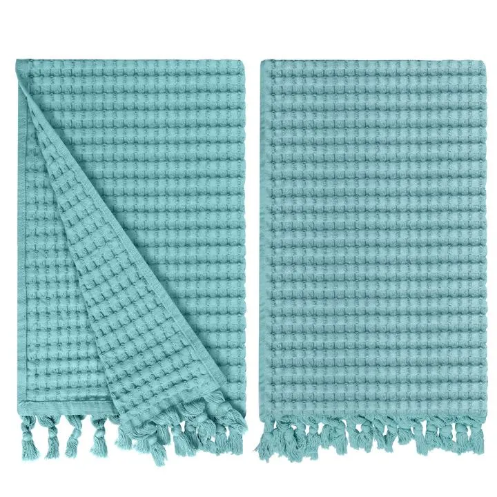 Seafoam Tassel Hand Towel Set of 2, Modern Style