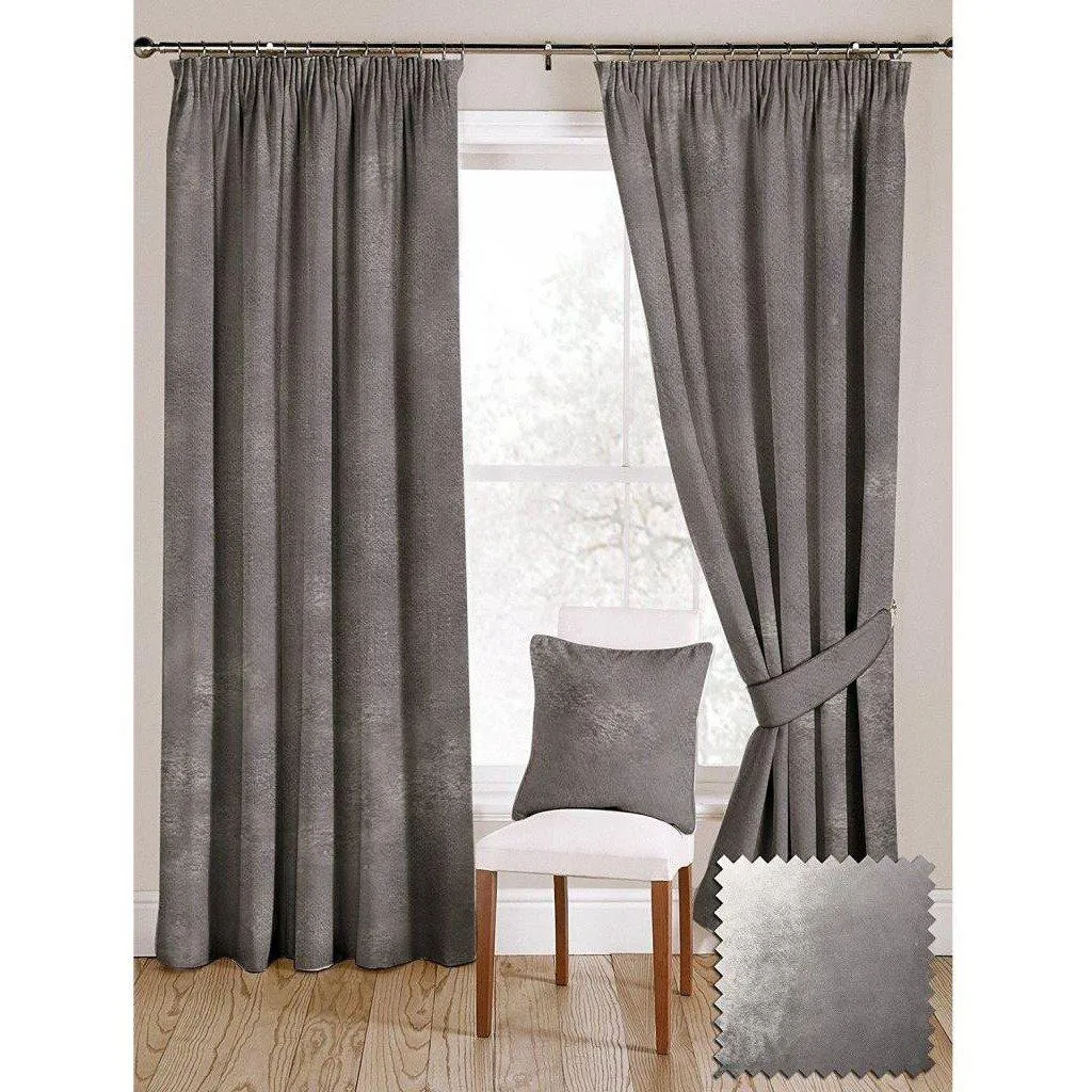 Silver Crushed Velvet Curtains