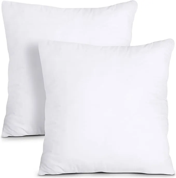 Sleeping Throw Pillows Cushions Set of2,Decorative for Couches,Chairs,Bed| Microfiber Filled|Support for Back,Neck,Head,Side Sleeper Decorative (18 x 18 Inch, White, 2)