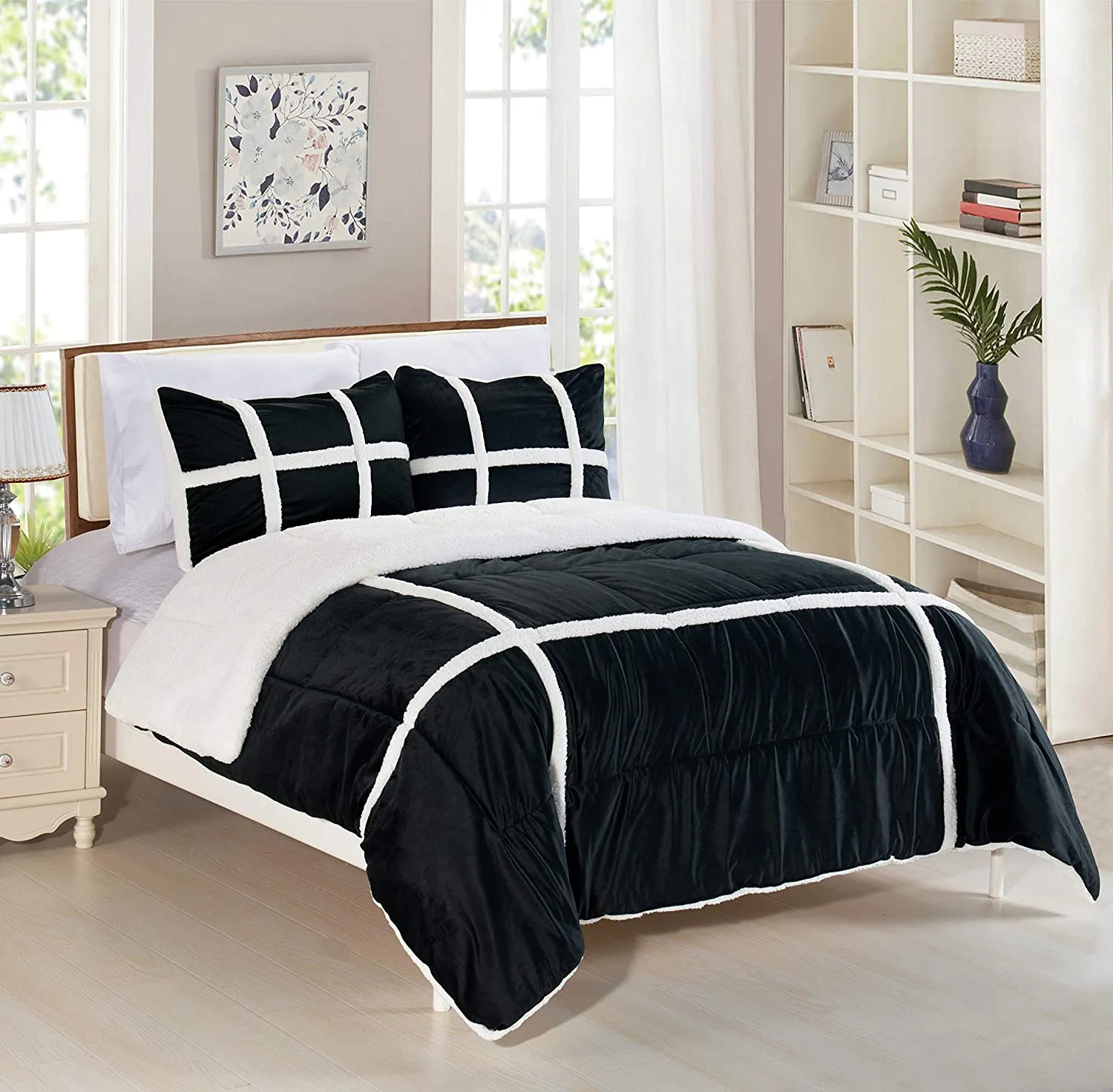 Softest Coziest Sherpa Premium Quality Down Alternative Micro-Suede 3 pcs Reversible Comforter Set