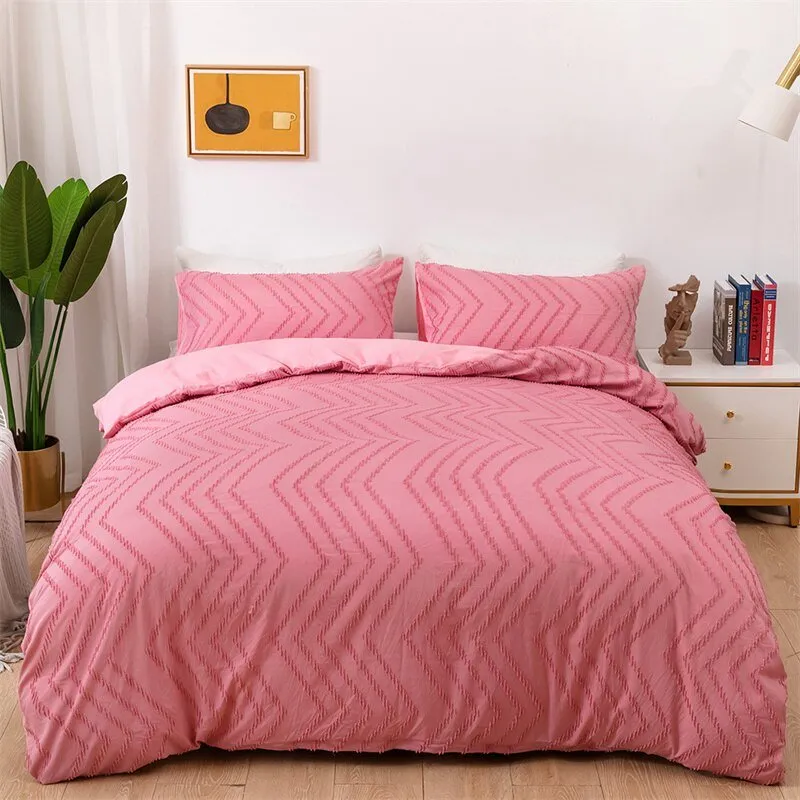 Stripe Cut Flowers Bed Sets Duvet Cover with Pillow Cases